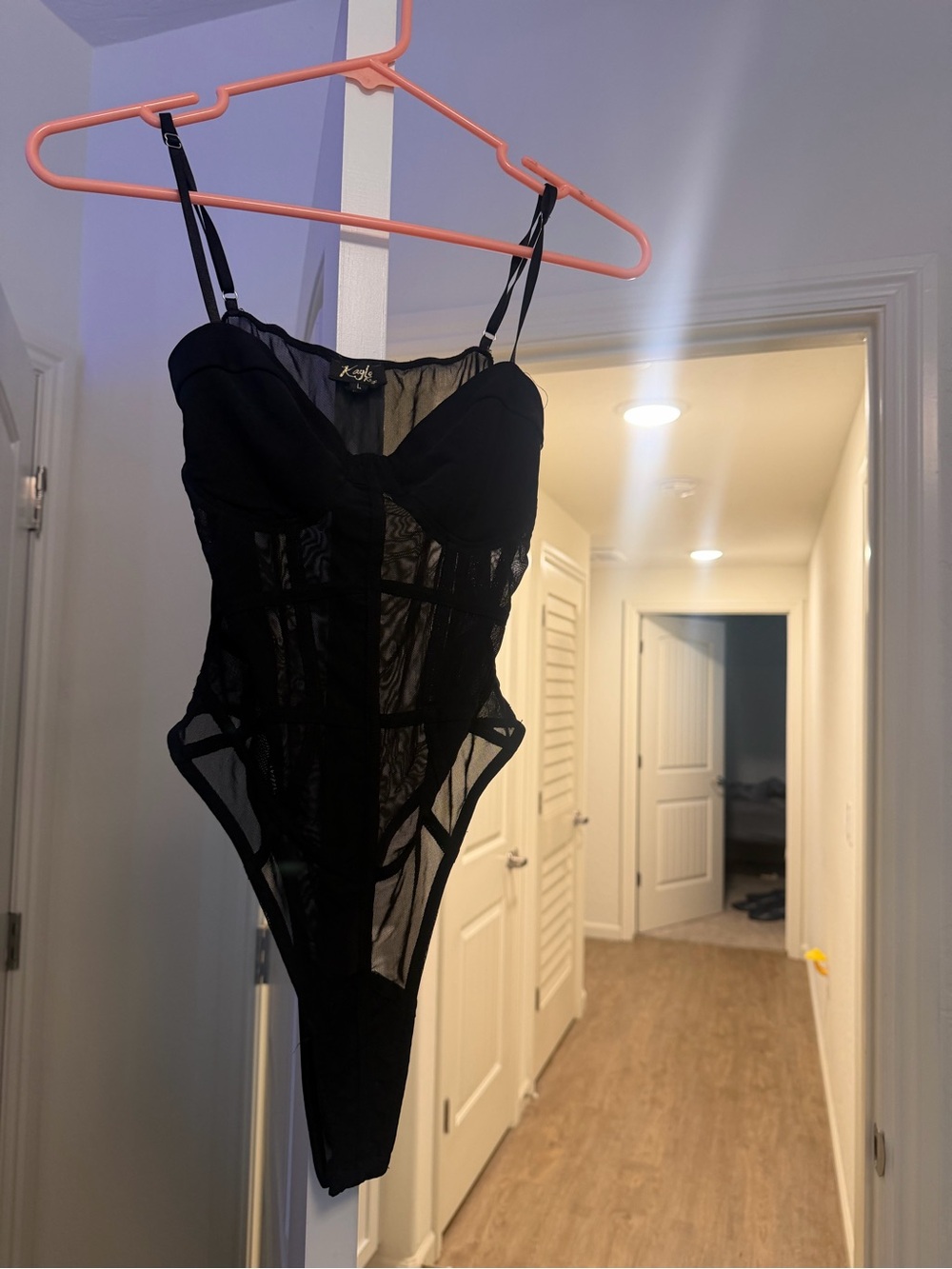 Sheer Lace Bodysuit - Black - Unbranded